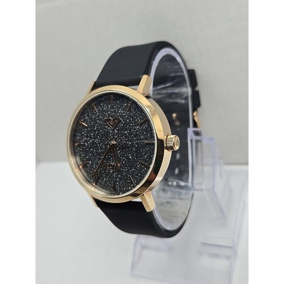 Roxy The Royal Womens Quartz Watch Black Glitter Dial Rose Gold Tone New Battery main image 8
